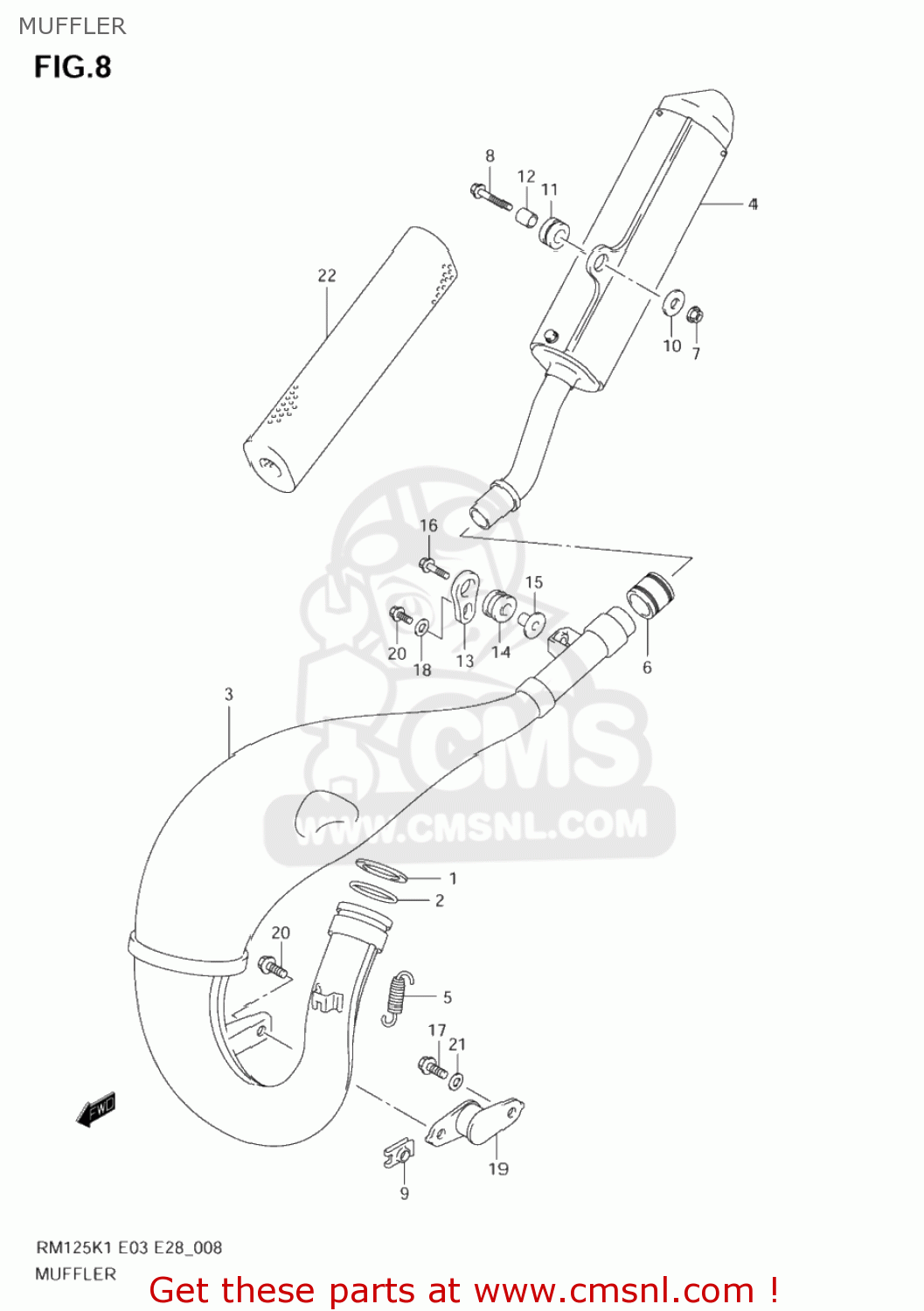 MUFFLER RM125 2005 (K5) USA (E03)