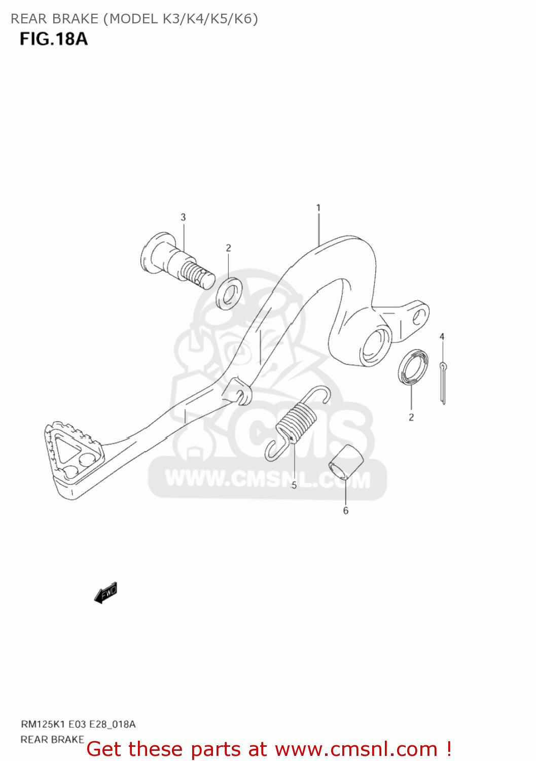 REAR BRAKE (MODEL K3/K4/K5/K6) RM125 2005 (K5) USA (E03)