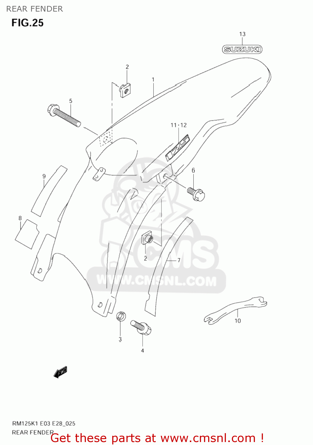 REAR FENDER RM125 2005 (K5) USA (E03)