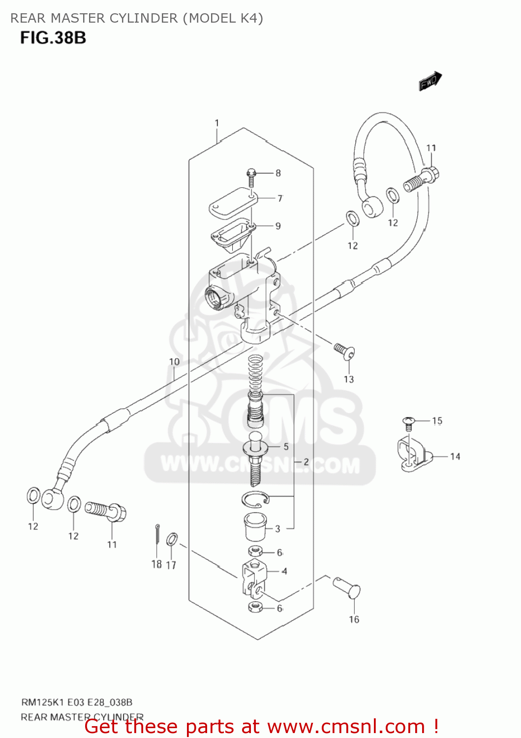 REAR MASTER CYLINDER (MODEL K4) RM125 2005 (K5) USA (E03)