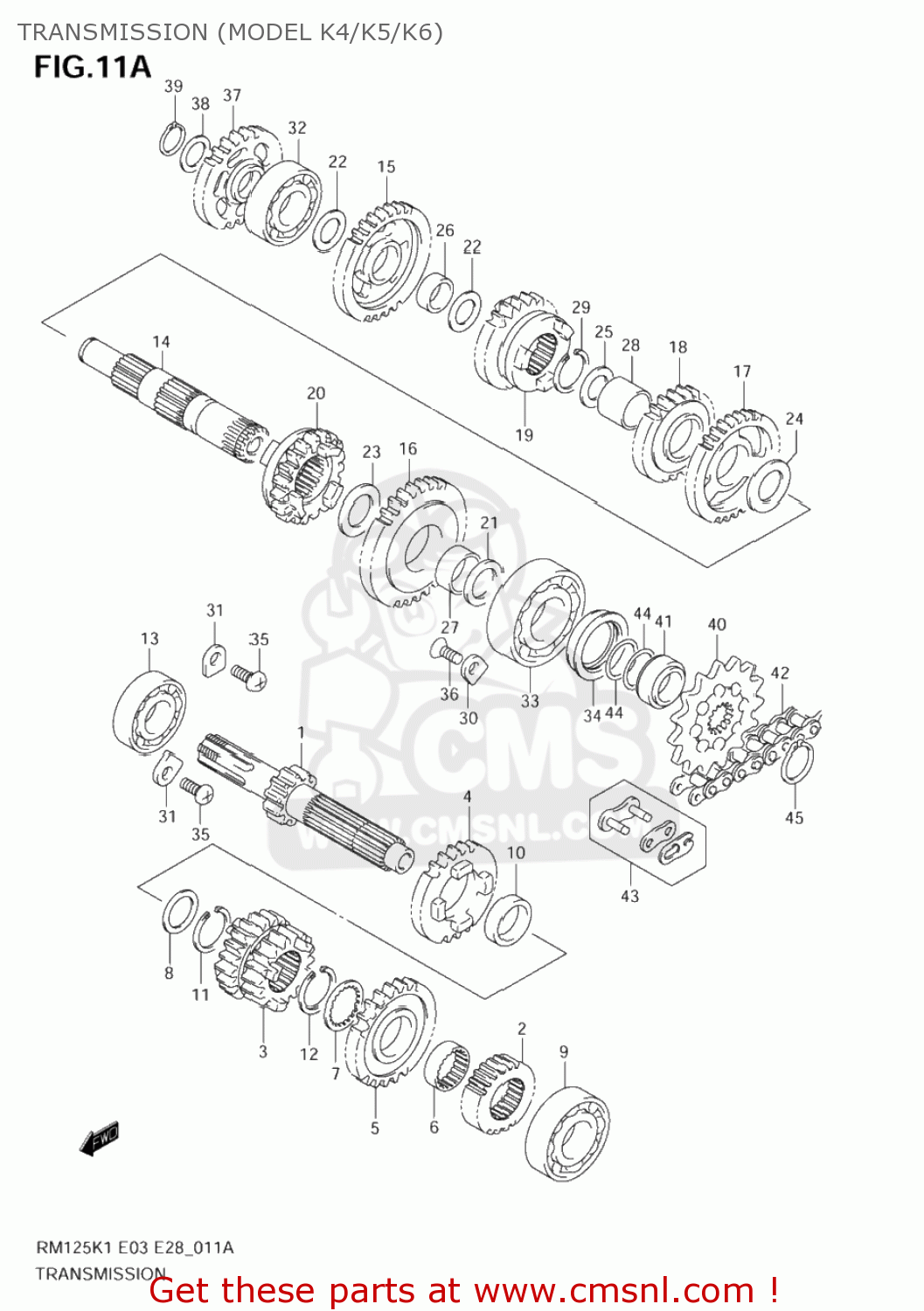 TRANSMISSION (MODEL K4/K5/K6) RM125 2005 (K5) USA (E03)