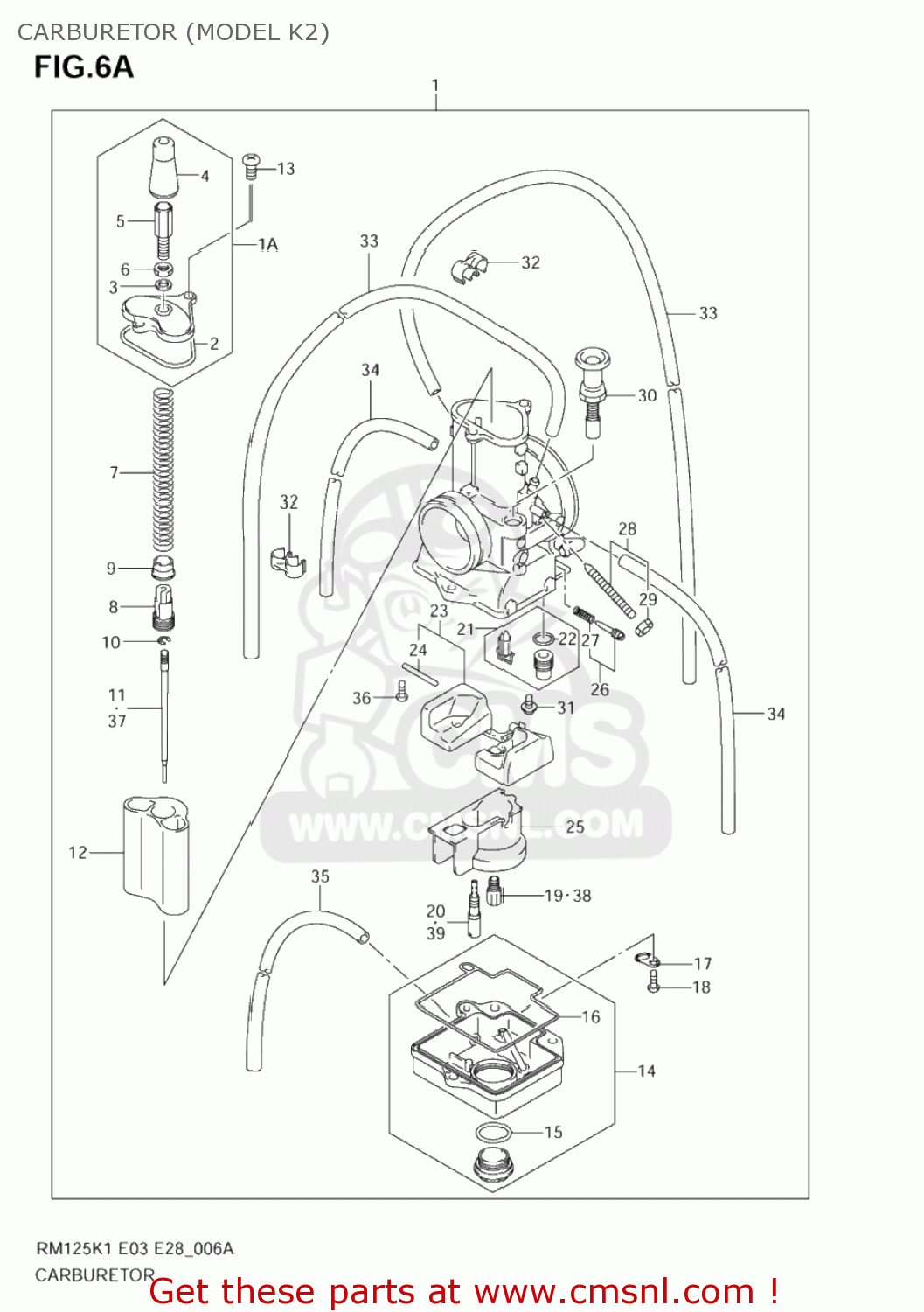 CARBURETOR (MODEL K2) RM125 2006 (K6) USA (E03)