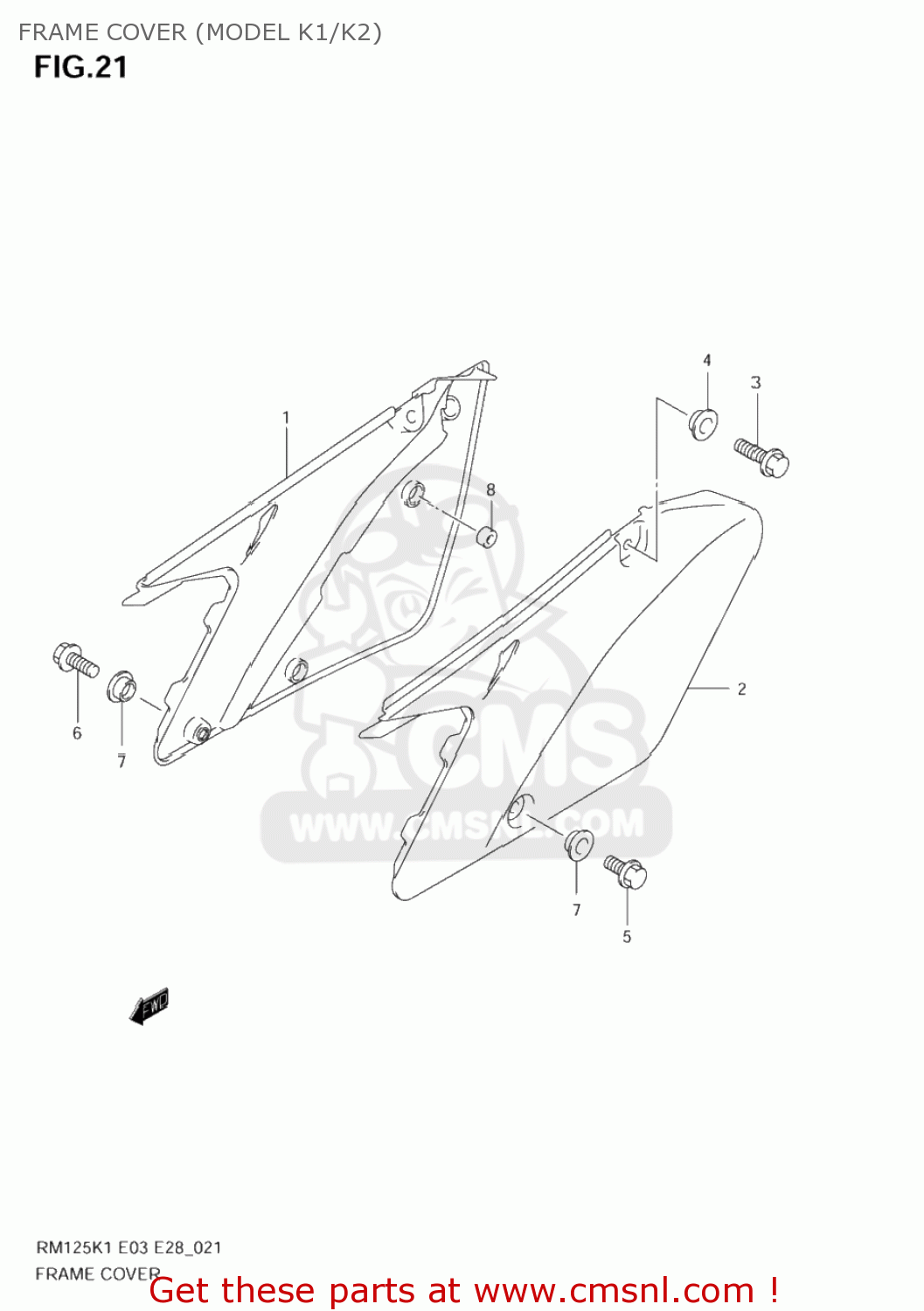 FRAME COVER (MODEL K1/K2) RM125 2006 (K6) USA (E03)