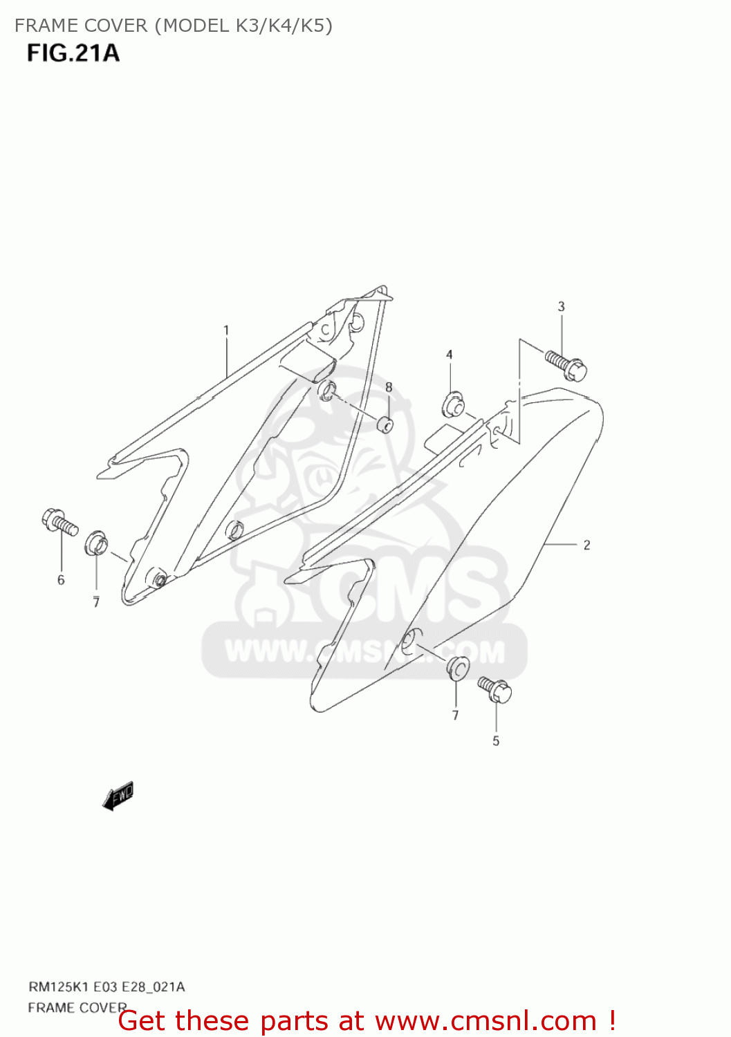FRAME COVER (MODEL K3/K4/K5) RM125 2006 (K6) USA (E03)