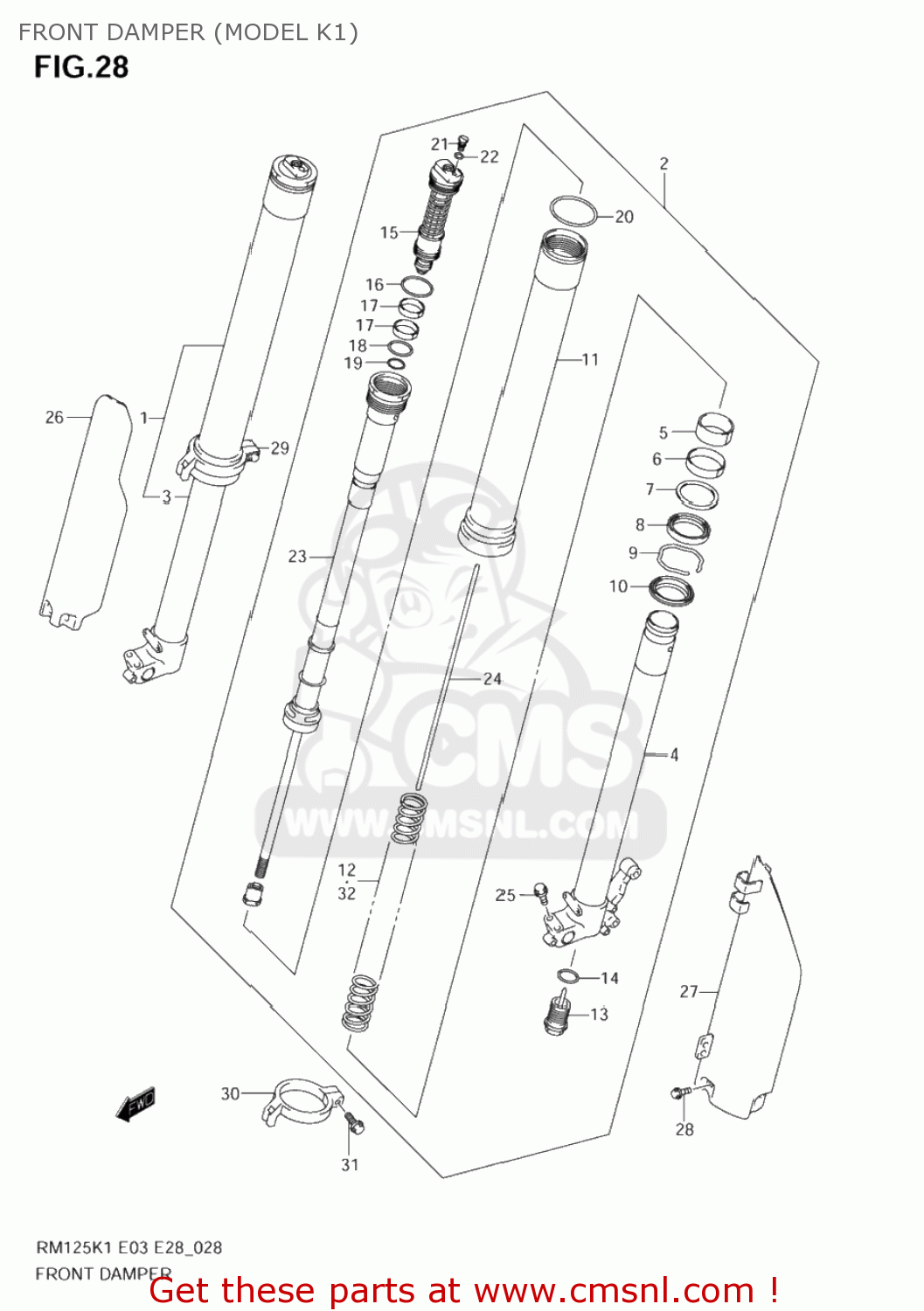 FRONT DAMPER (MODEL K1) RM125 2006 (K6) USA (E03)