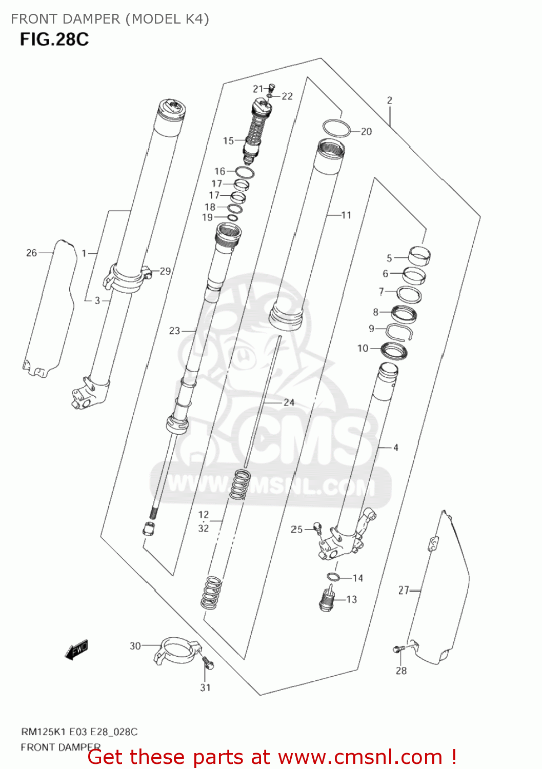 FRONT DAMPER (MODEL K4) RM125 2006 (K6) USA (E03)