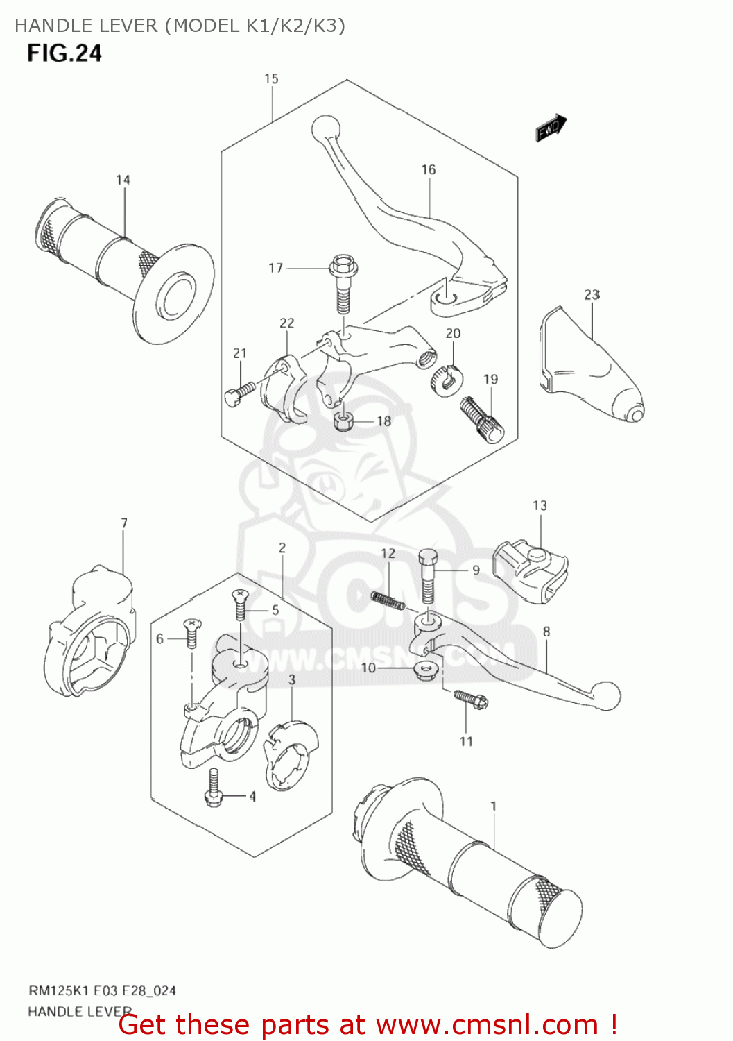 HANDLE LEVER (MODEL K1/K2/K3) RM125 2006 (K6) USA (E03)