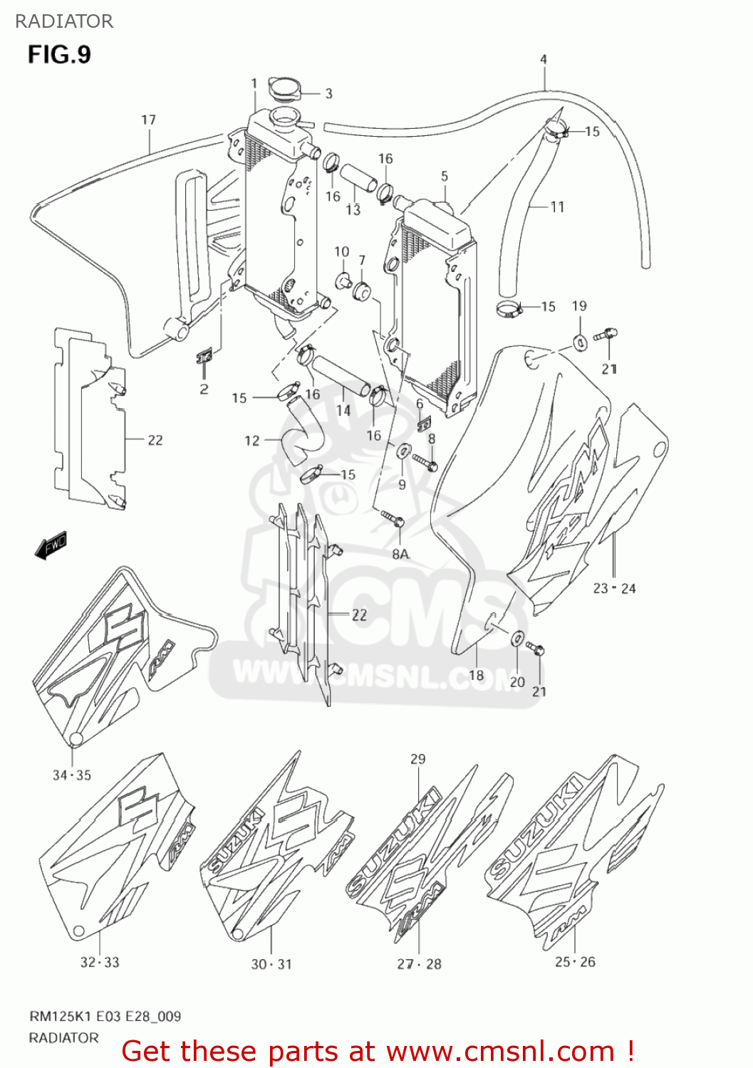 RADIATOR RM125 2006 (K6) USA (E03)