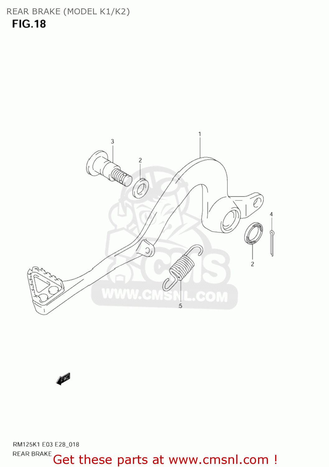 REAR BRAKE (MODEL K1/K2) RM125 2006 (K6) USA (E03)