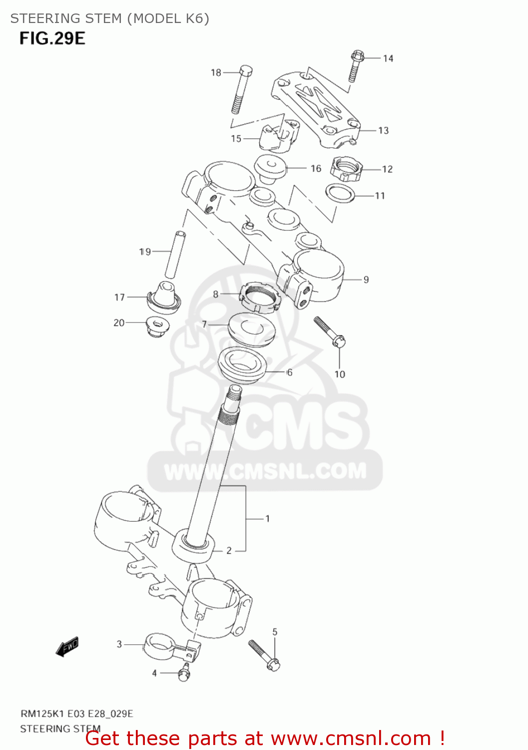 STEERING STEM (MODEL K6) RM125 2006 (K6) USA (E03)