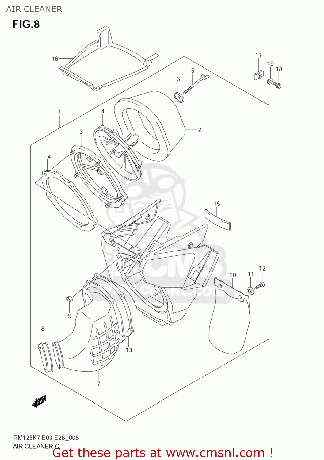 AIR CLEANER RM125 2007 (K7) USA (E03)