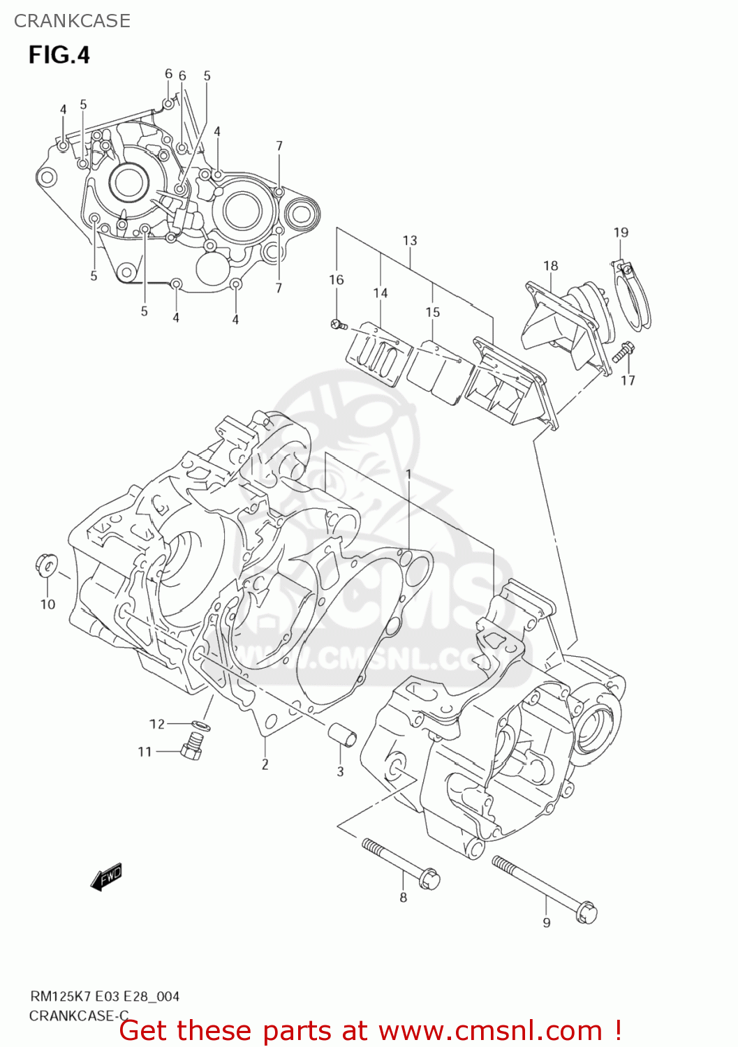 CRANKCASE RM125 2007 (K7) USA (E03)
