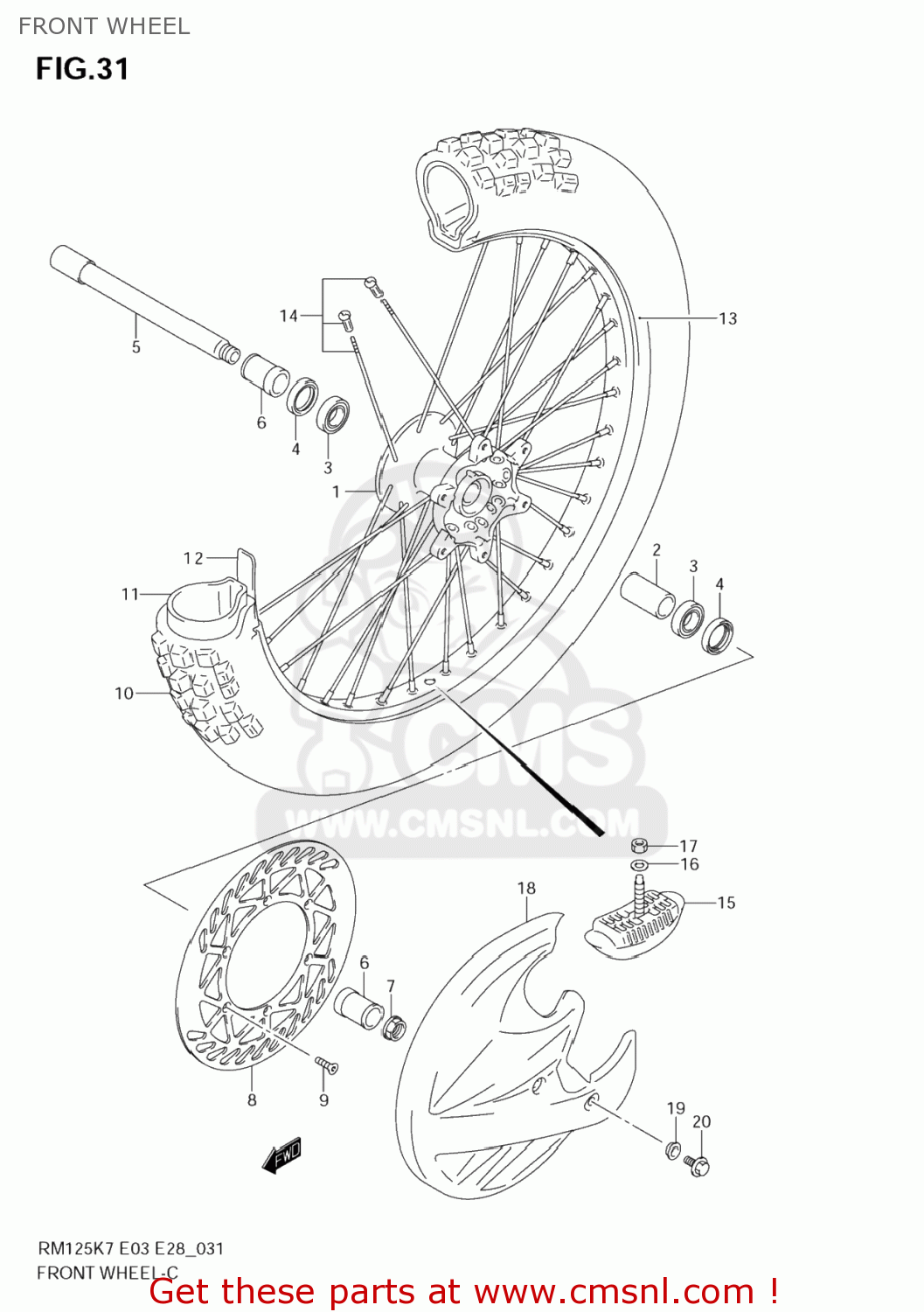 FRONT WHEEL RM125 2007 (K7) USA (E03)