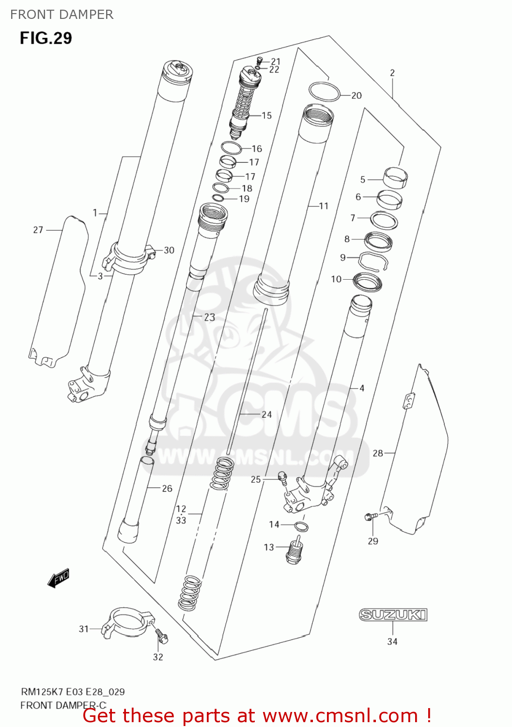 FRONT DAMPER RM125 2008 (K8) USA (E03)