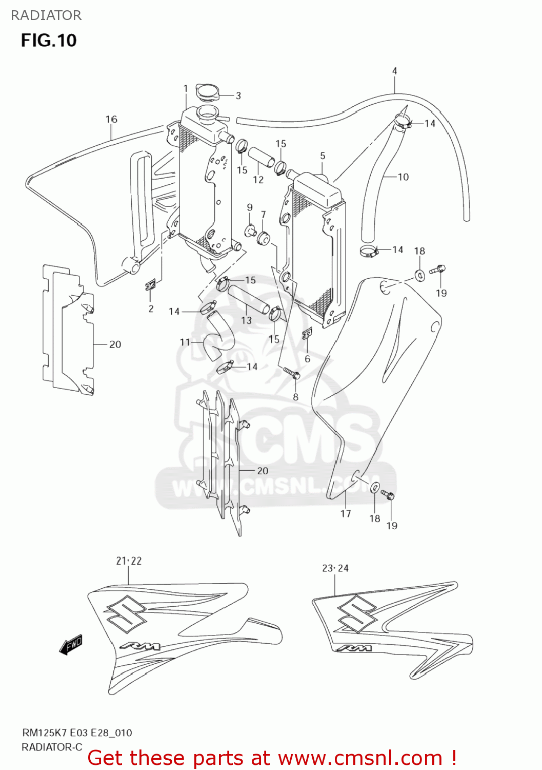 RADIATOR RM125 2008 (K8) USA (E03)