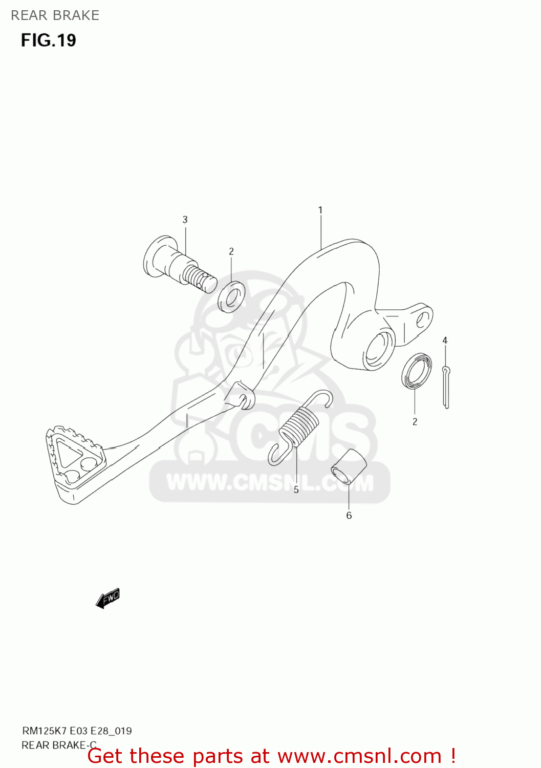 REAR BRAKE RM125 2008 (K8) USA (E03)