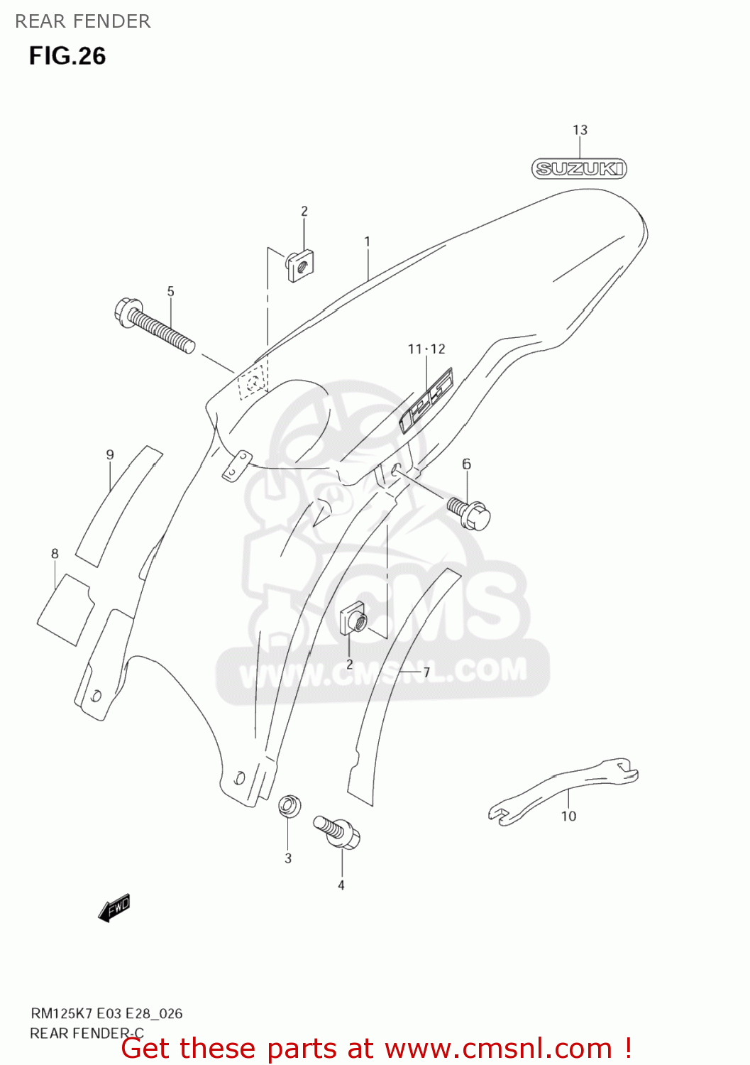 REAR FENDER RM125 2008 (K8) USA (E03)