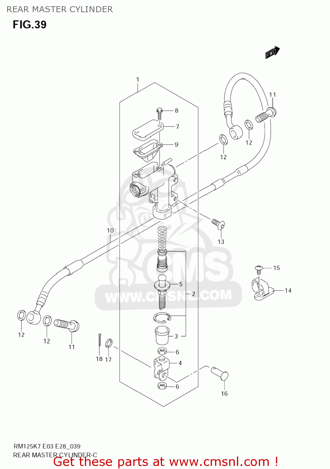 REAR MASTER CYLINDER RM125 2008 (K8) USA (E03)
