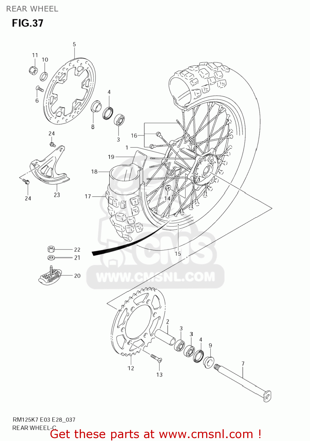 REAR WHEEL RM125 2008 (K8) USA (E03)
