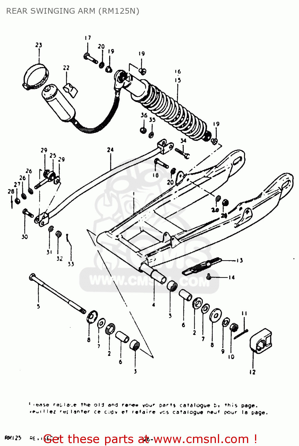 REAR SWINGING ARM (RM125N) RM125 RM125 1979 1980 (N T)