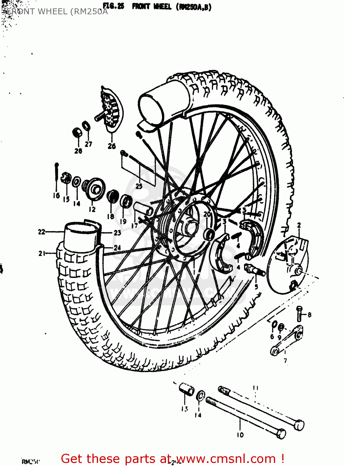FRONT WHEEL (RM250A RM250 1976 (A) USA (E03)