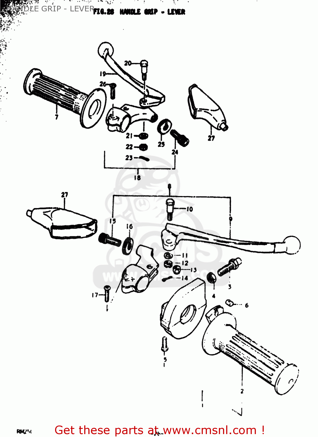 HANDLE GRIP - LEVER RM250 1976 (A) USA (E03)