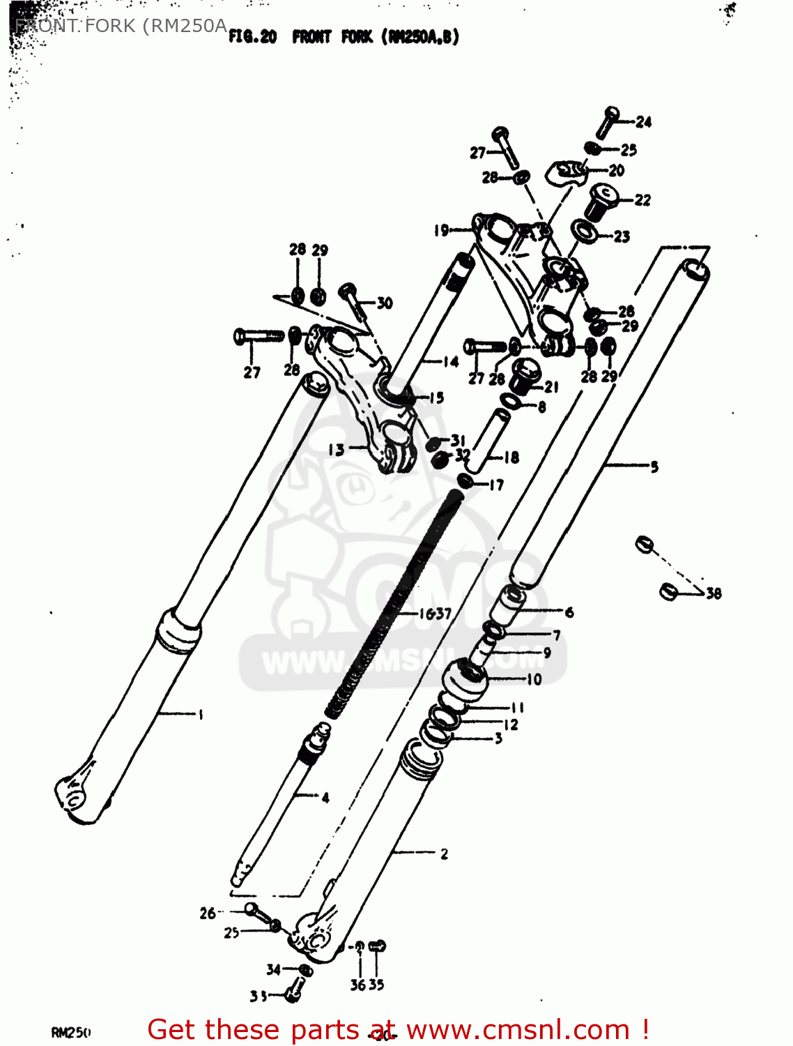 FRONT FORK (RM250A RM250 1977 (B) USA (E03)