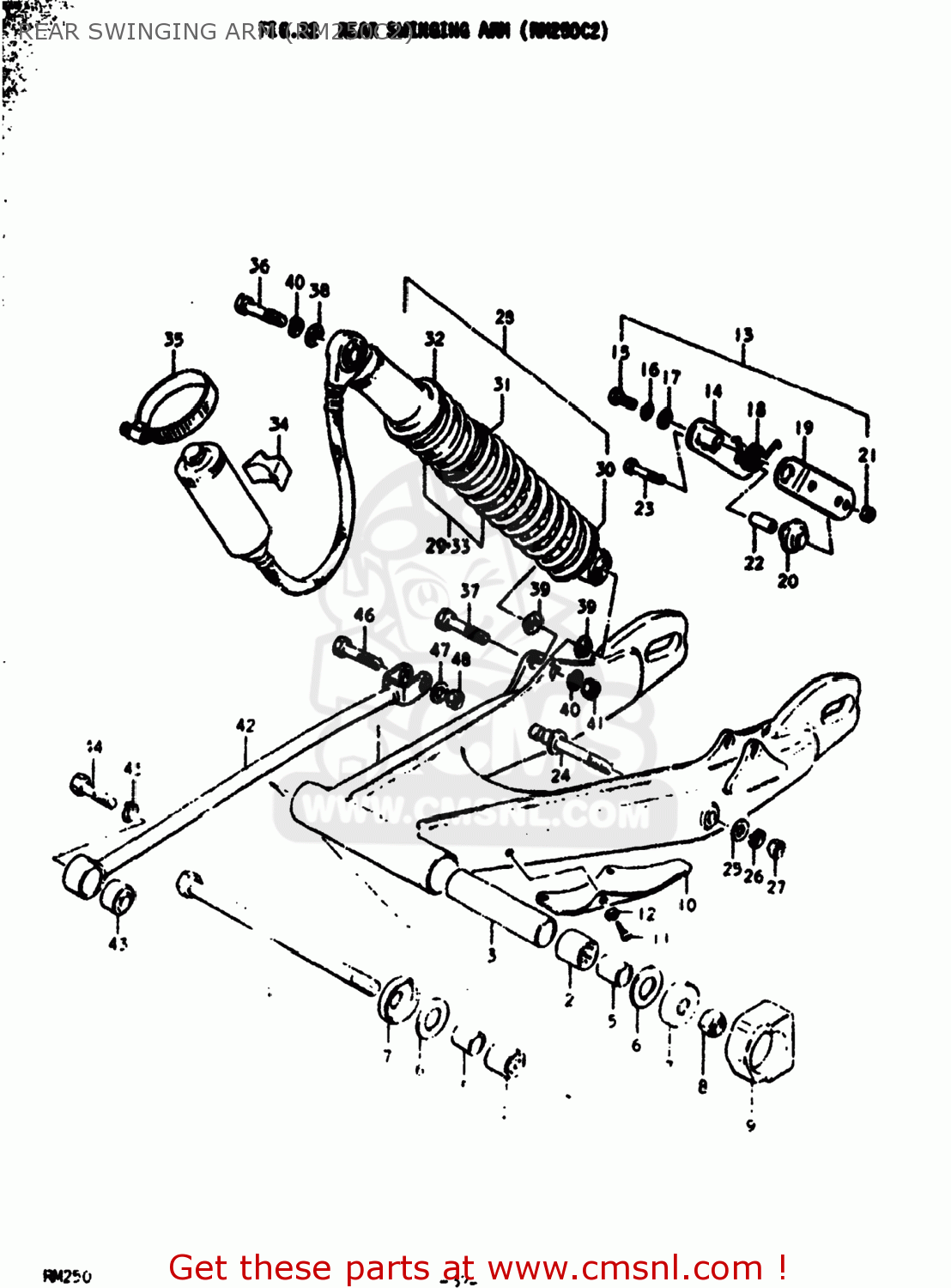 REAR SWINGING ARM (RM250C2) RM250 1978 (C) USA (E03)