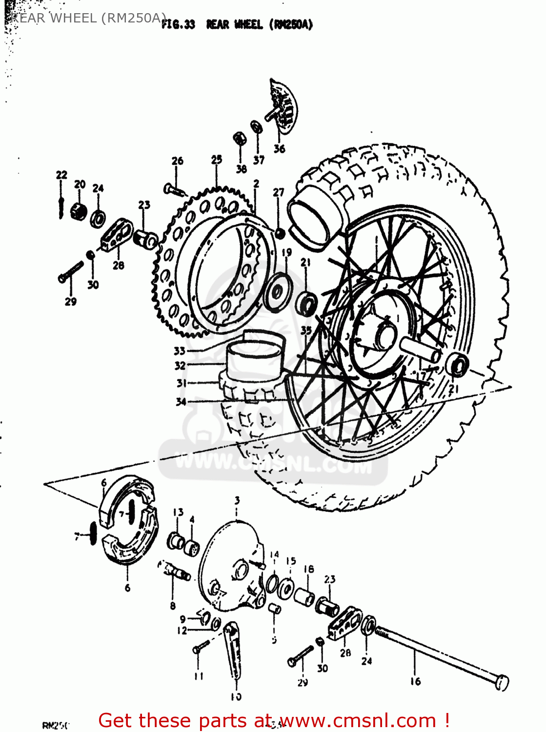 REAR WHEEL (RM250A) RM250 1978 (C) USA (E03)