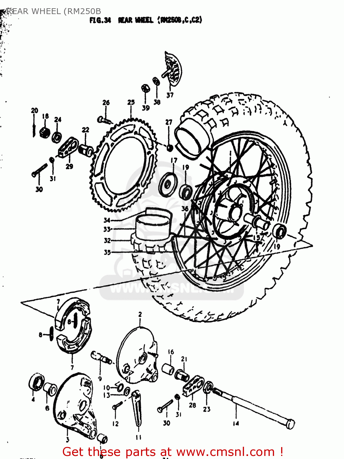 REAR WHEEL (RM250B RM250 1978 (C) USA (E03)