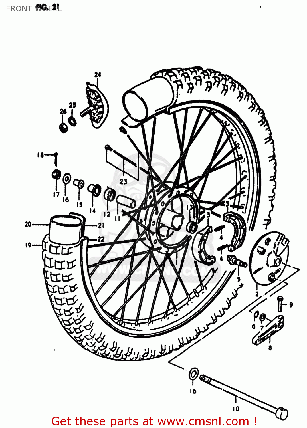 FRONT WHEEL RM250 1980 (T) USA (E03)