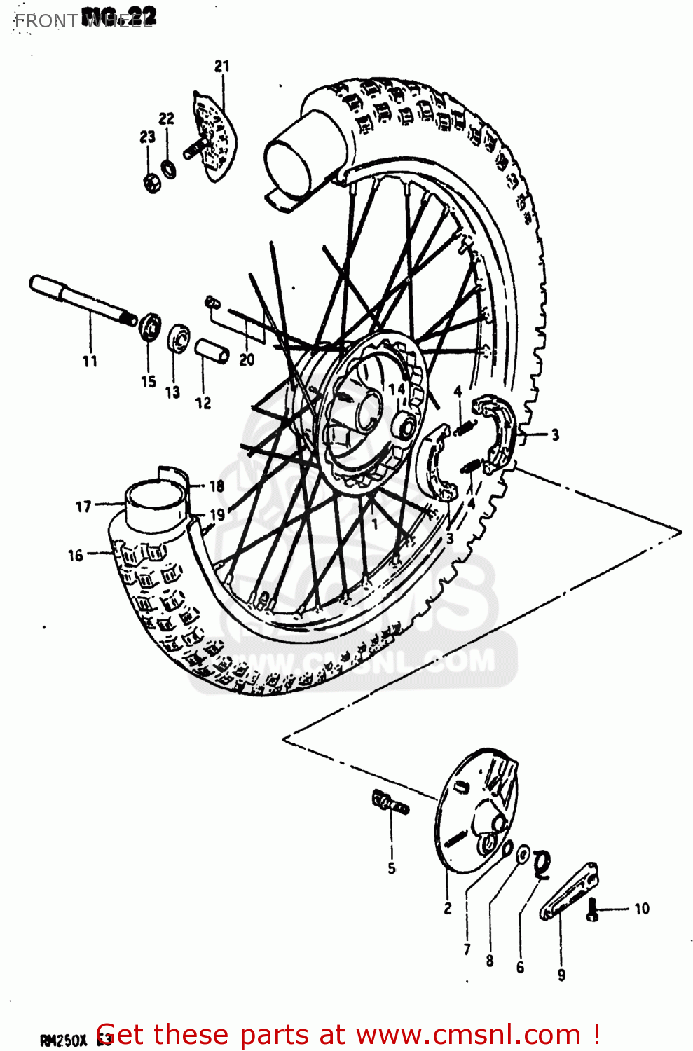FRONT WHEEL RM250 1981 (X) USA (E03)