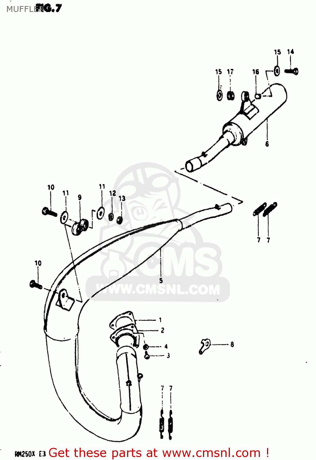 MUFFLER RM250 1981 (X) USA (E03)