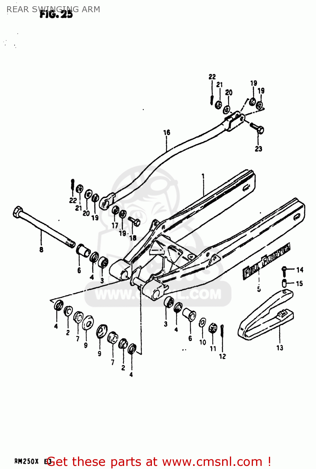 REAR SWINGING ARM RM250 1981 (X) USA (E03)