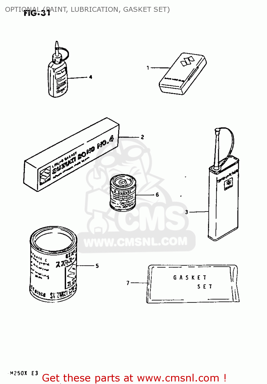 OPTIONAL (PAINT, LUBRICATION, GASKET SET) RM250 1981 (X)
