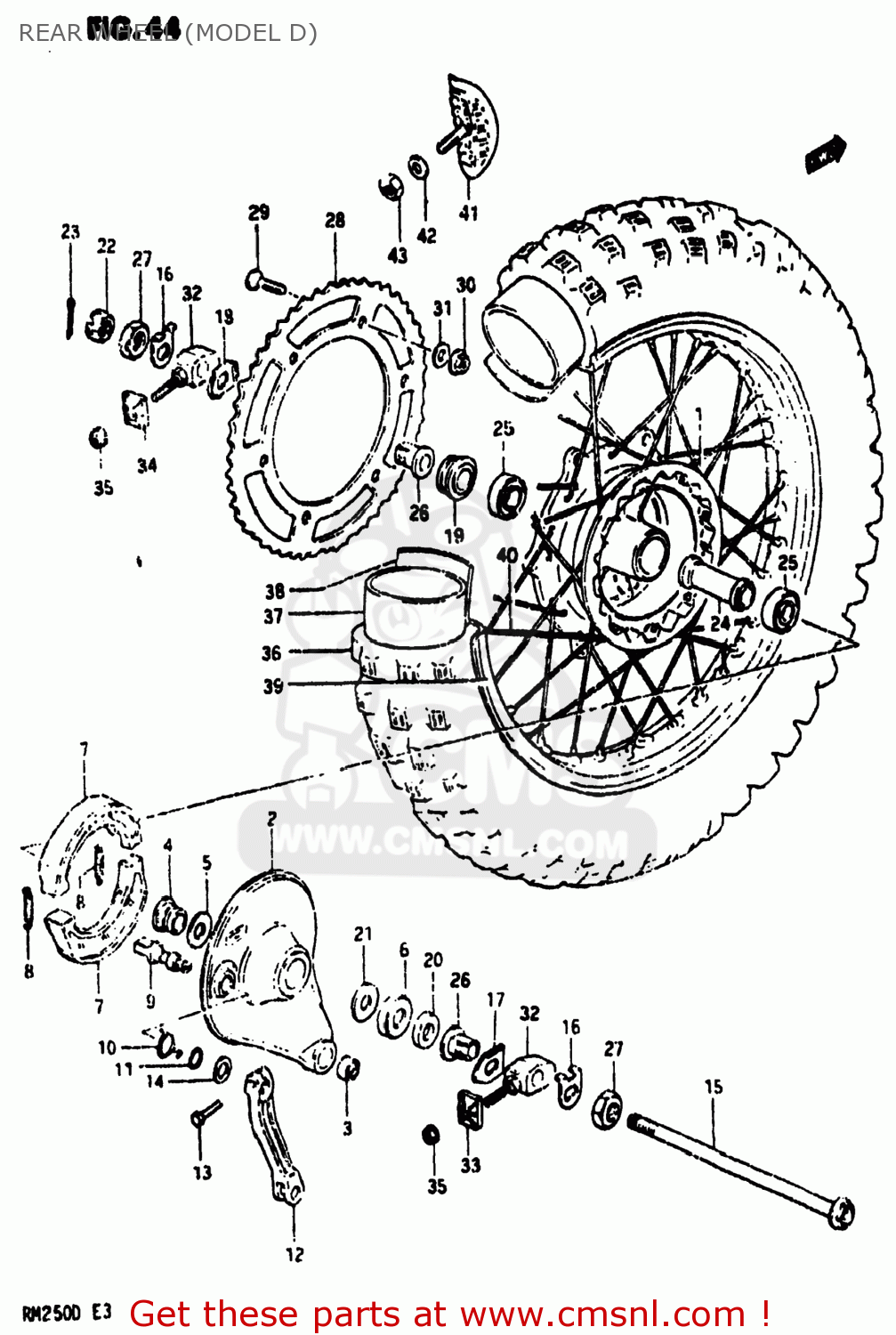 Suzuki RM250 1982 (Z) USA (E03) REAR WHEEL (MODEL D) buy original
