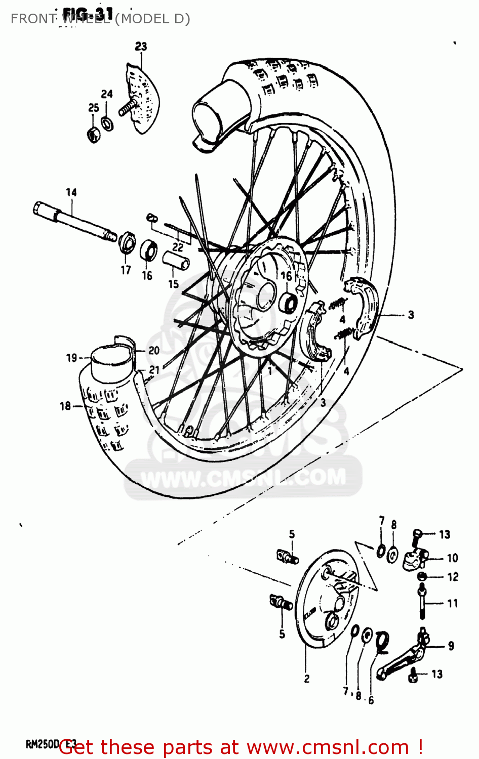 FRONT WHEEL (MODEL D) RM250 1982 (Z) USA (E03)