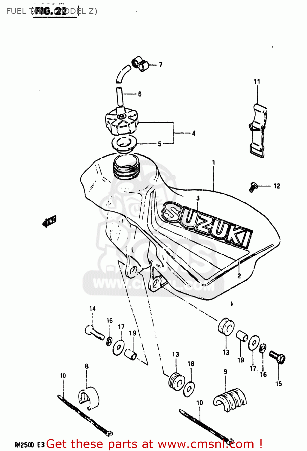 FUEL TANK (MODEL Z) RM250 1982 (Z) USA (E03)