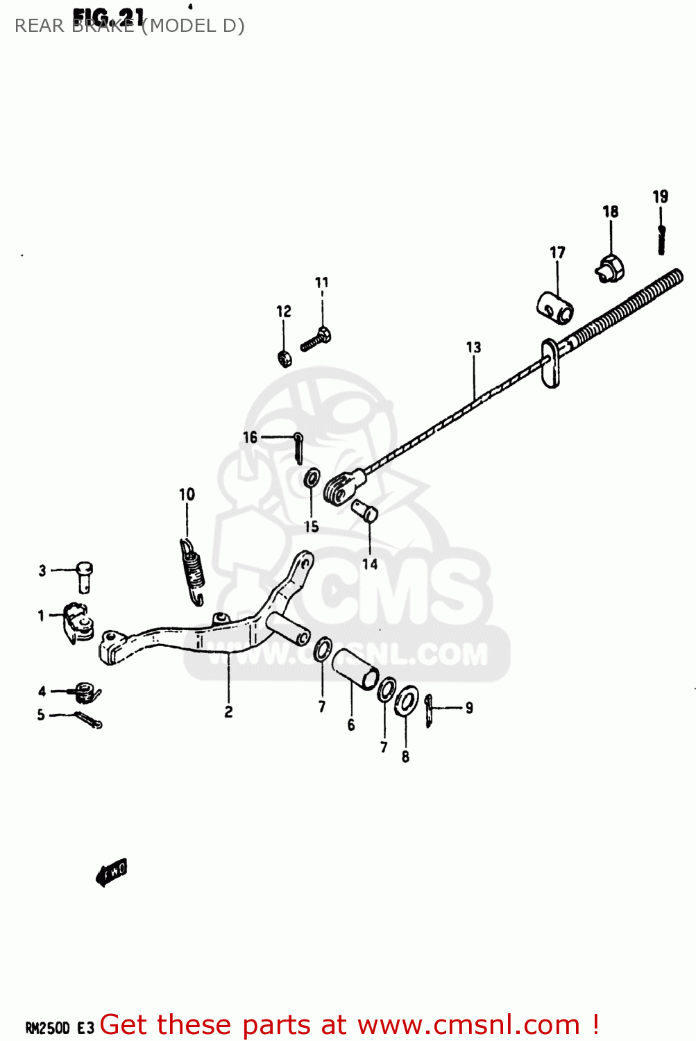 REAR BRAKE (MODEL D) RM250 1982 (Z) USA (E03)