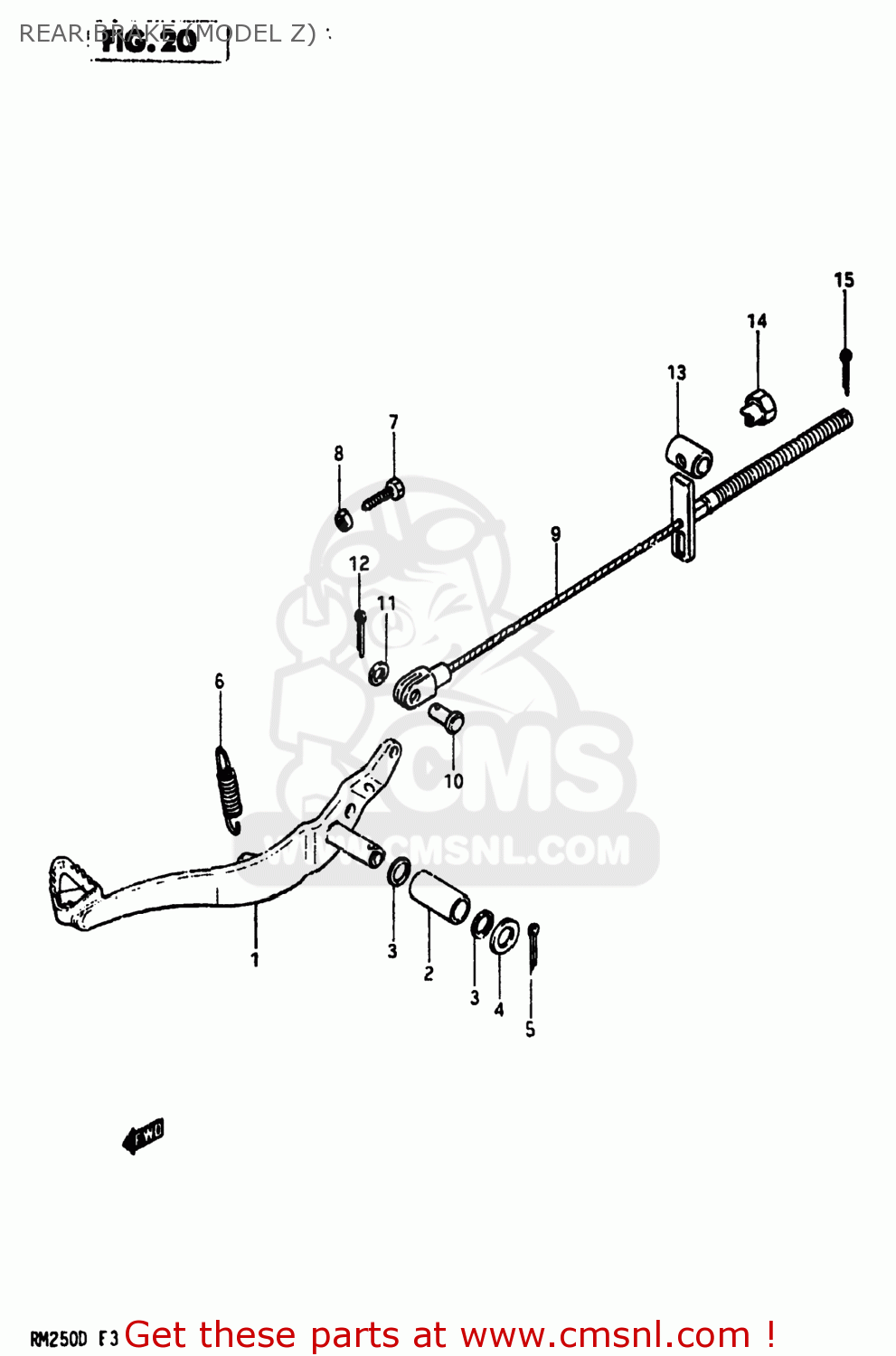 REAR BRAKE (MODEL Z) RM250 1982 (Z) USA (E03)