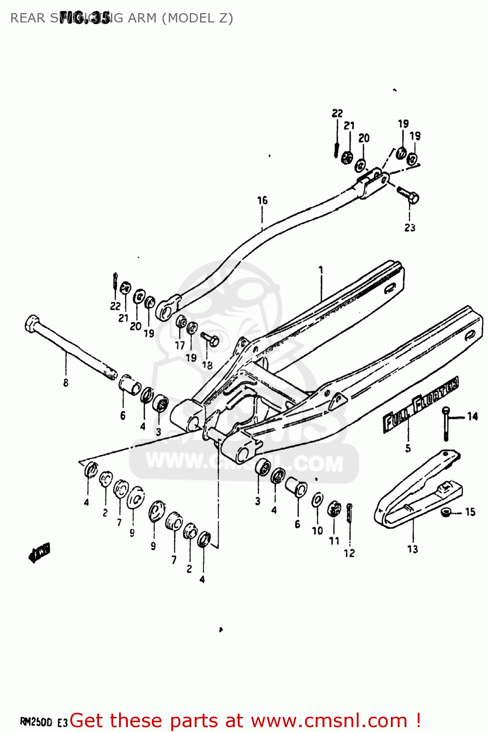 REAR SWINGING ARM (MODEL Z) RM250 1982 (Z) USA (E03)