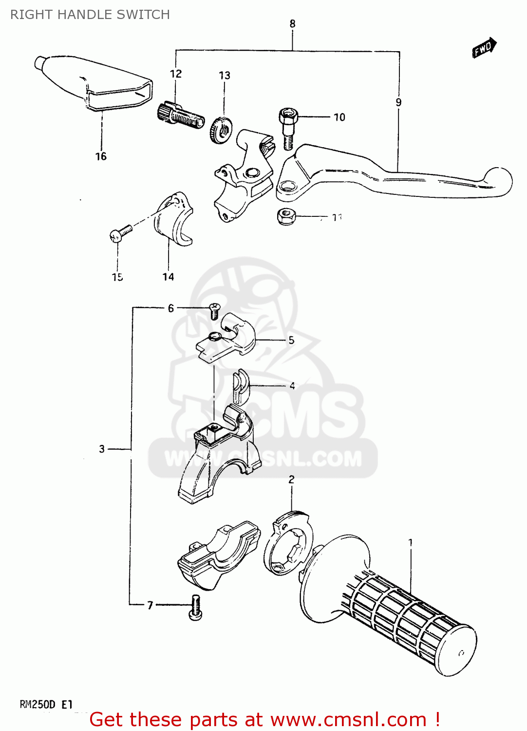 RIGHT HANDLE SWITCH RM250 1982 (Z)