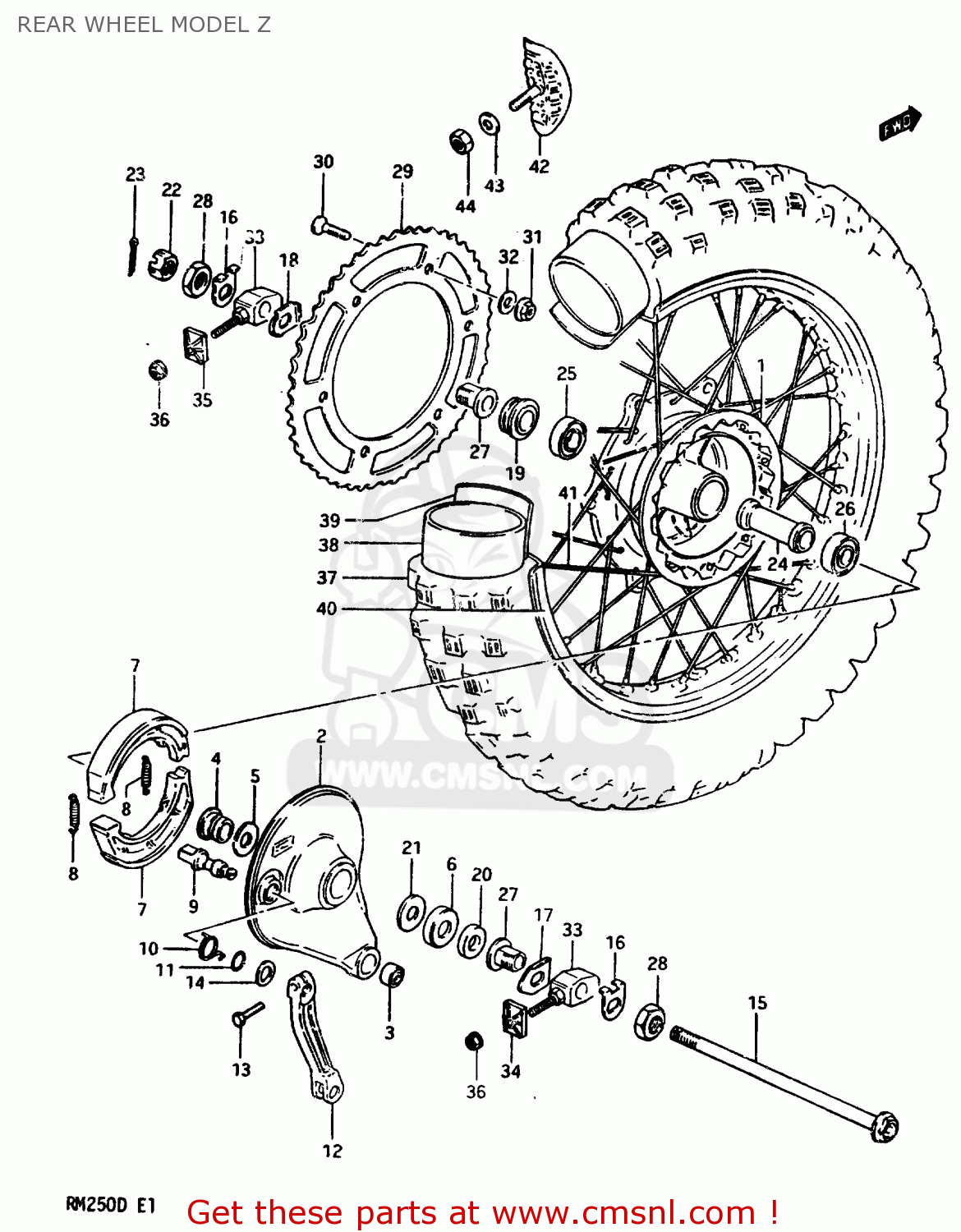 REAR WHEEL MODEL Z RM250 1982 (Z)
