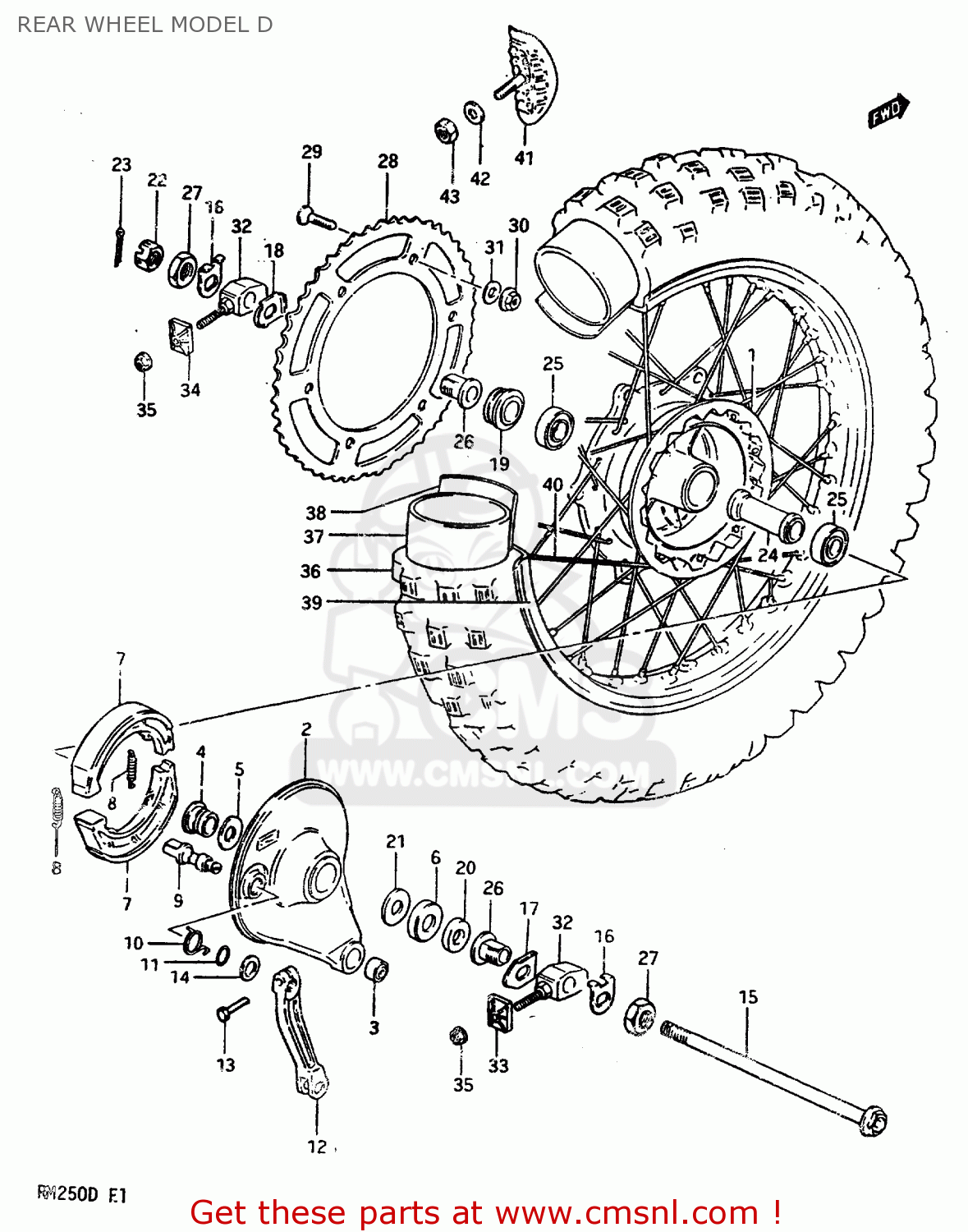 REAR WHEEL MODEL D RM250 1982 (Z)