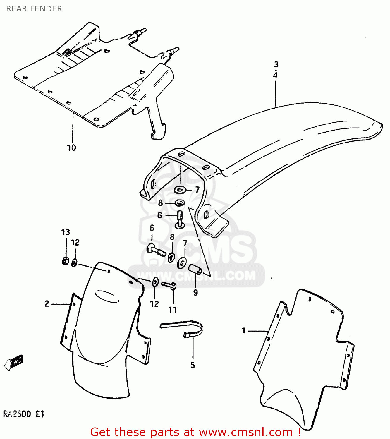 Suzuki RM250 1983 (D) REAR FENDER - buy original REAR FENDER spares online