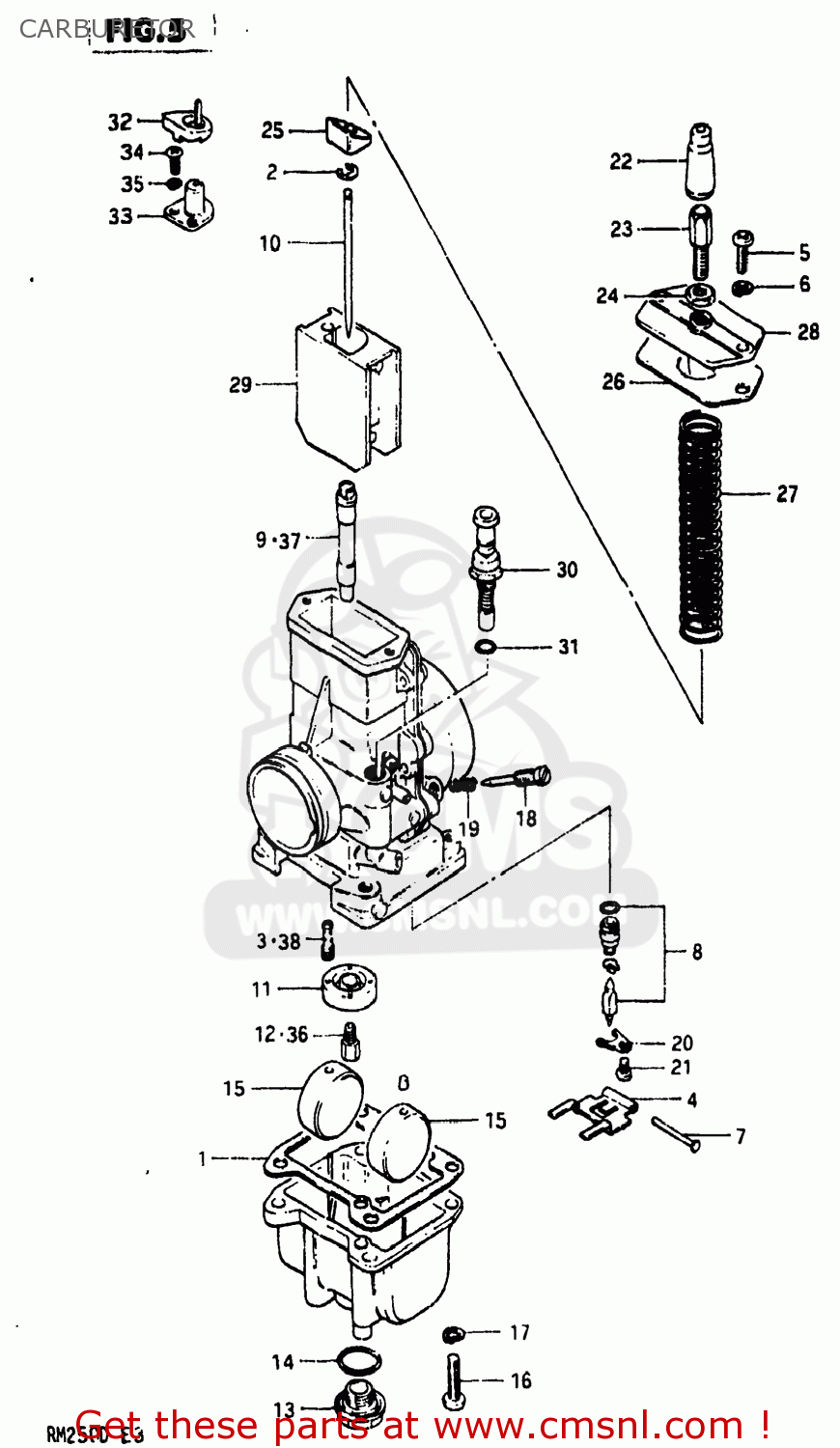 CARBURETOR RM250 1983 (D) USA (E03)