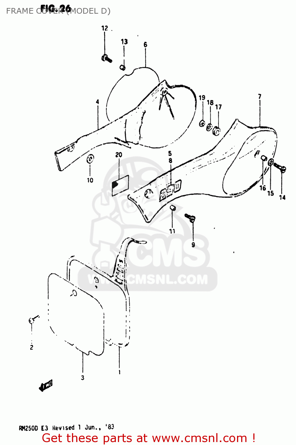 FRAME COVER (MODEL D) RM250 1983 (D) USA (E03)