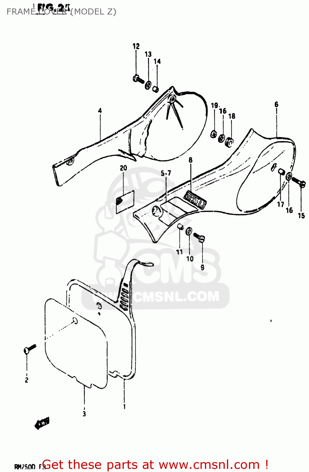 FRAME COVER (MODEL Z) RM250 1983 (D) USA (E03)