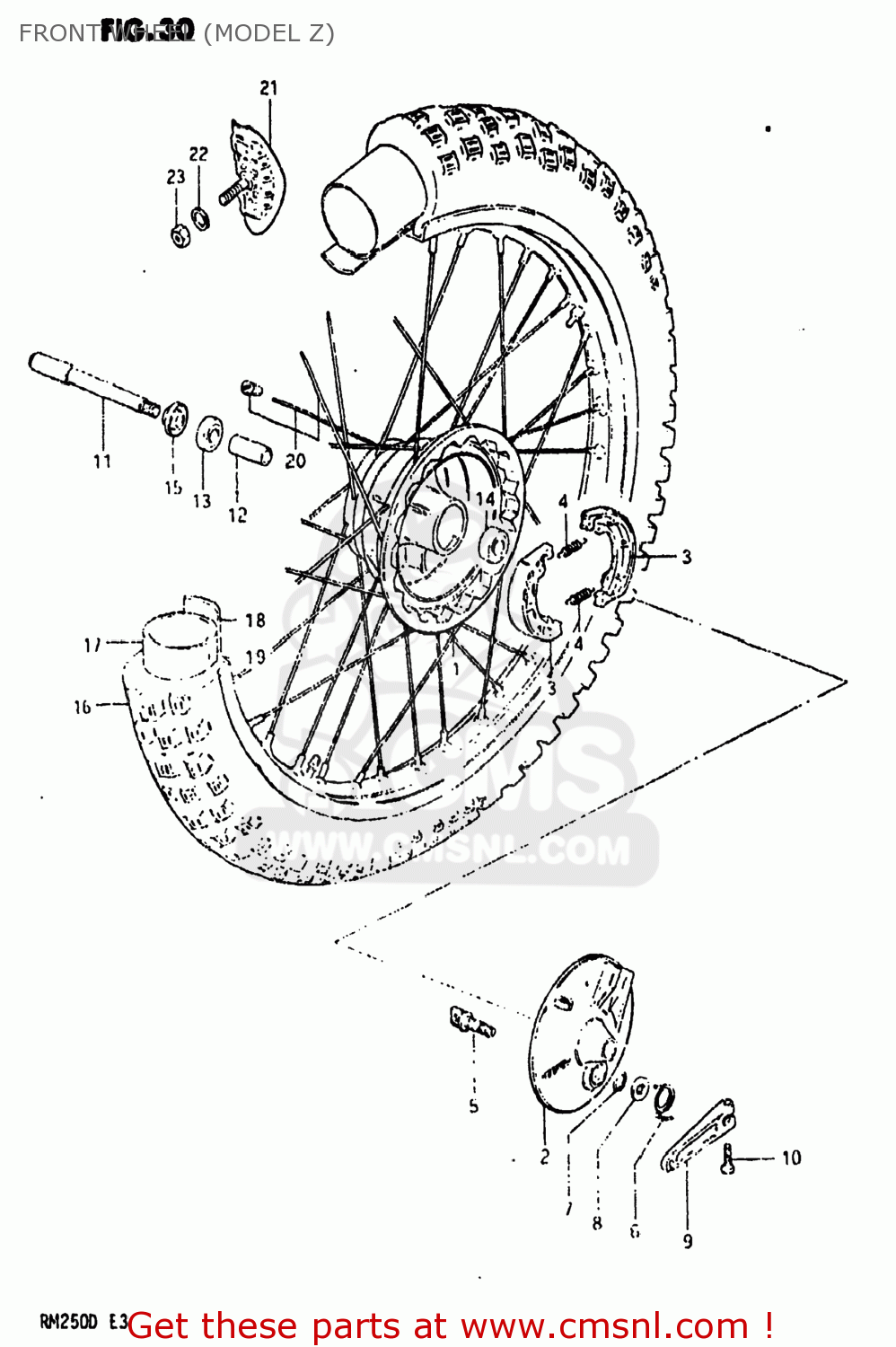 FRONT WHEEL (MODEL Z) RM250 1983 (D) USA (E03)