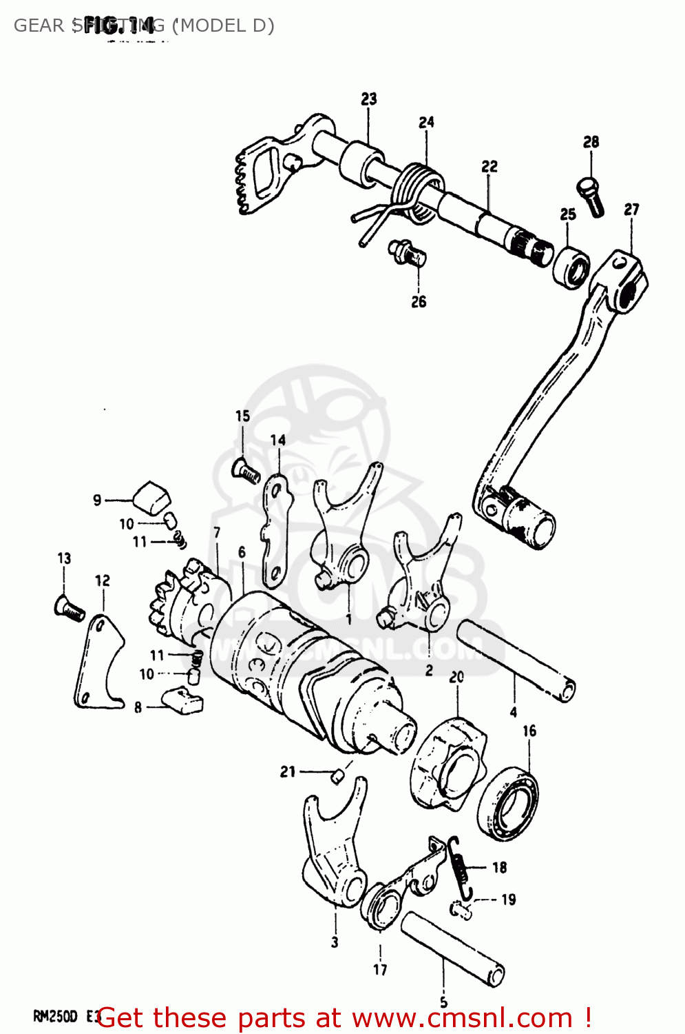 GEAR SHIFTING (MODEL D) RM250 1983 (D) USA (E03)